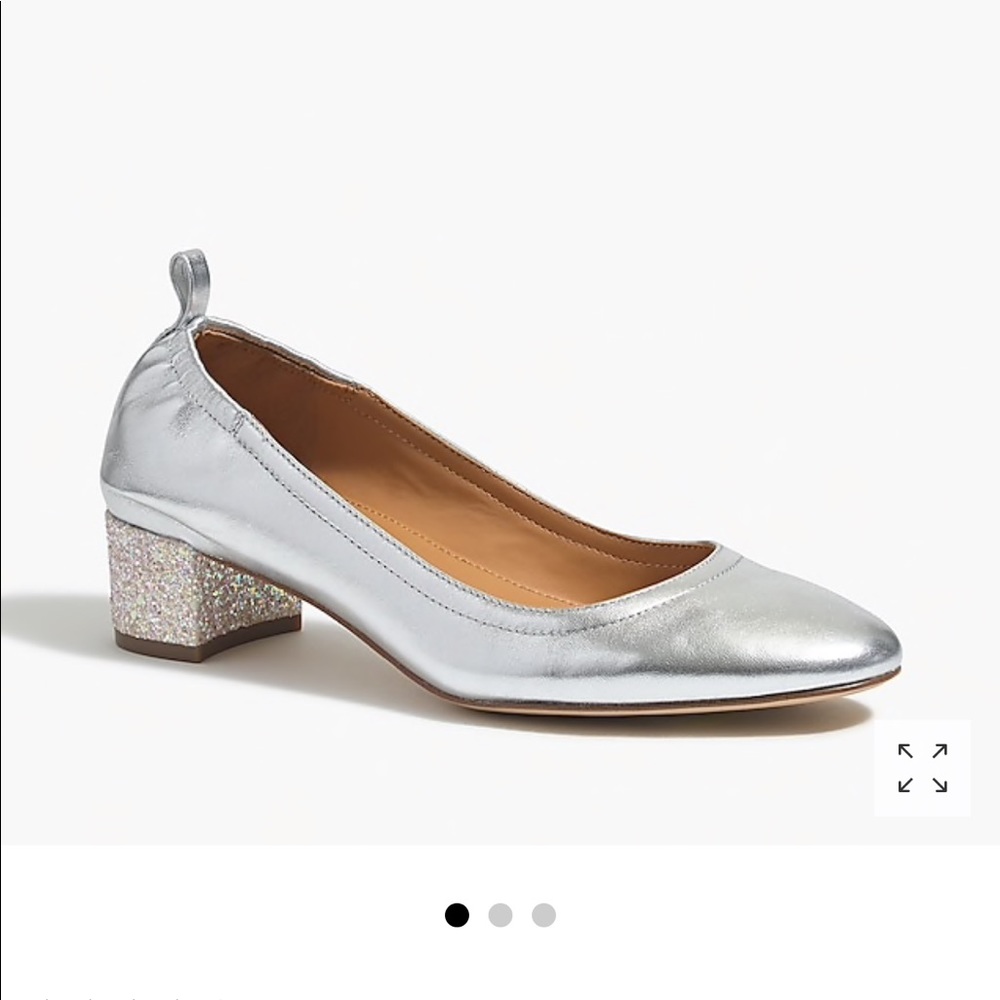J. Crew low block Anya shoe. Silver size 8. NWOB